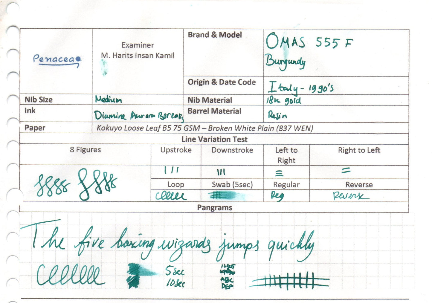 OMAS 555F BURGUNDY FOUNTAIN PEN (1990s)