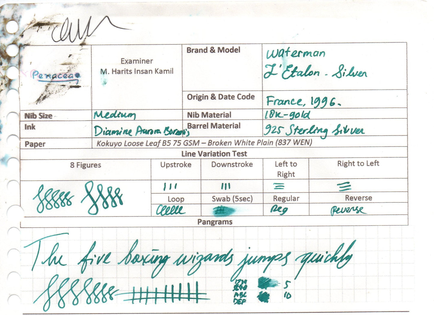 WATERMAN L'ETALON STERLING SILVER BASKETWEAVE FOUNTAIN PEN (1996)