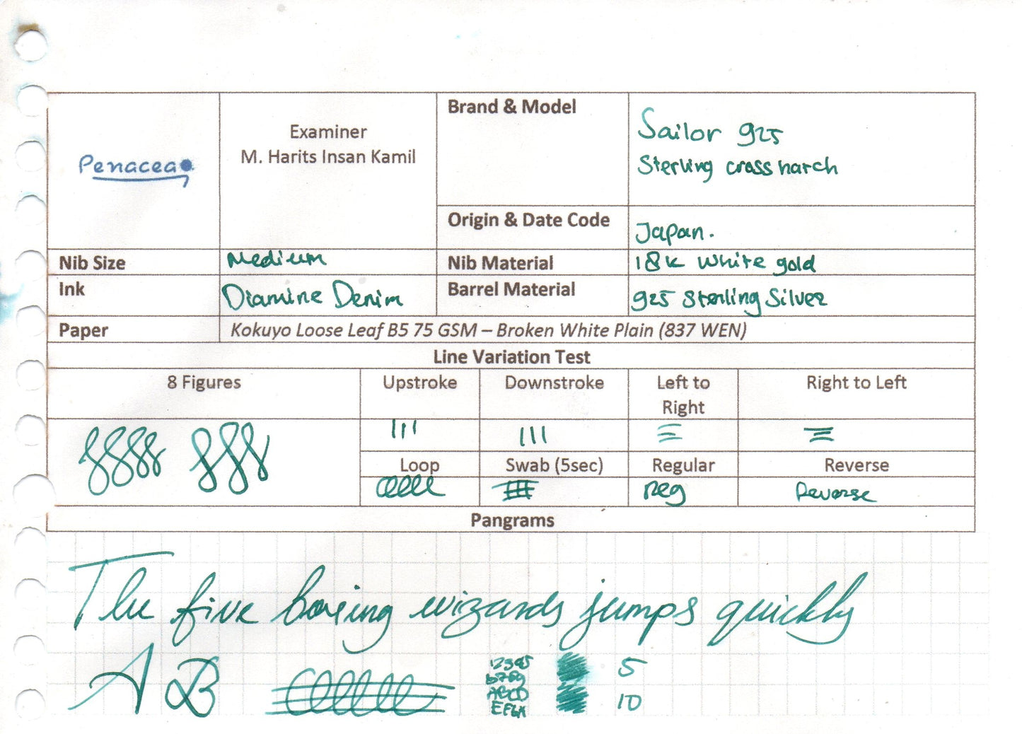 SAILOR STERLING CROSSHATCH FOUNTAIN PEN (1976)