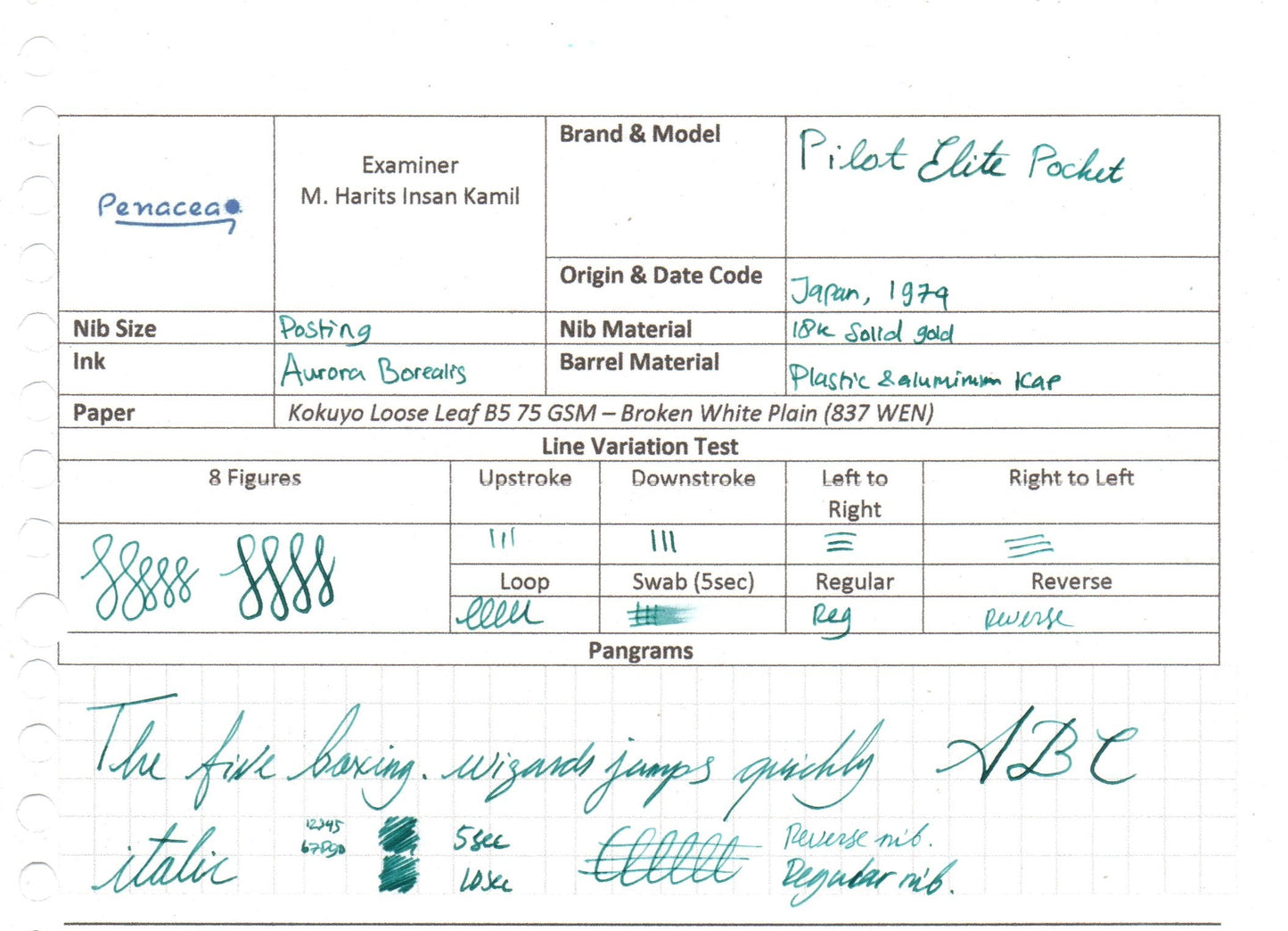 PILOT ELITE 18 BLACK GT FOUNTAIN PEN (1975)