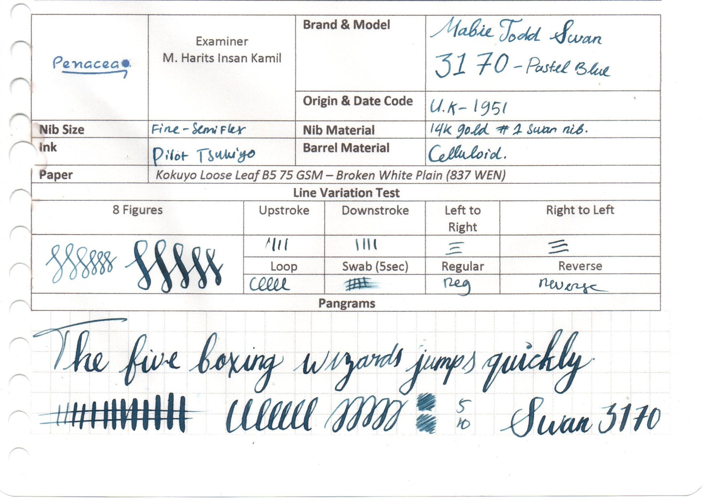 MABIE TODD SWAN 3170 FOUNTAIN PEN (1951)