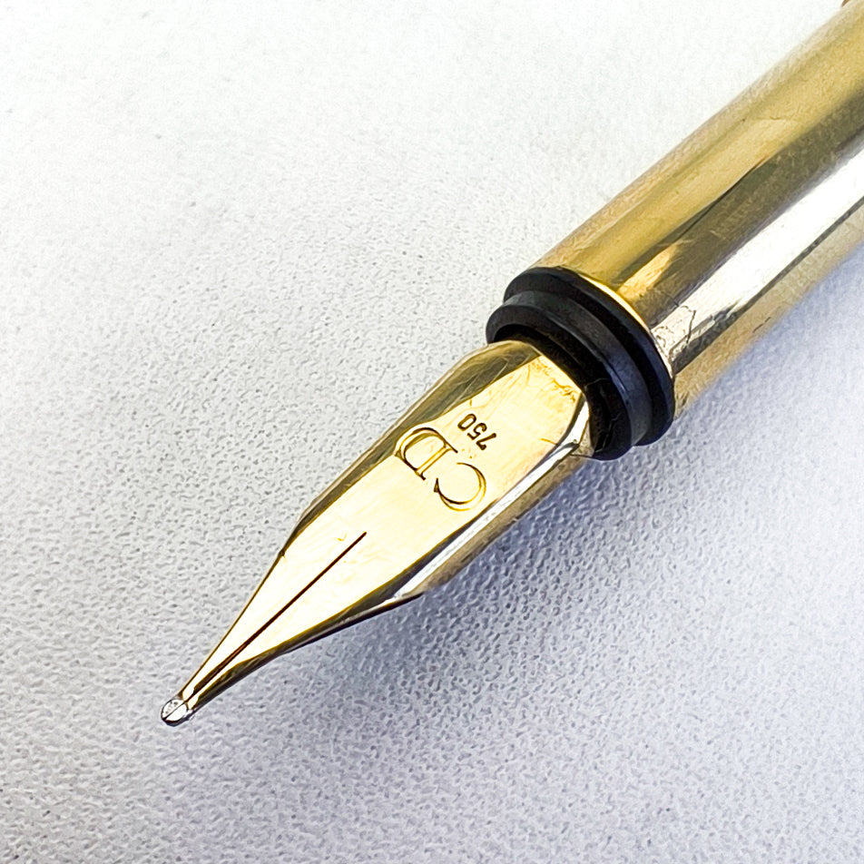 CHRISTIAN DIOR LOGO FLUTED GOLDPLATED FOUNTAIN PEN (1980s)