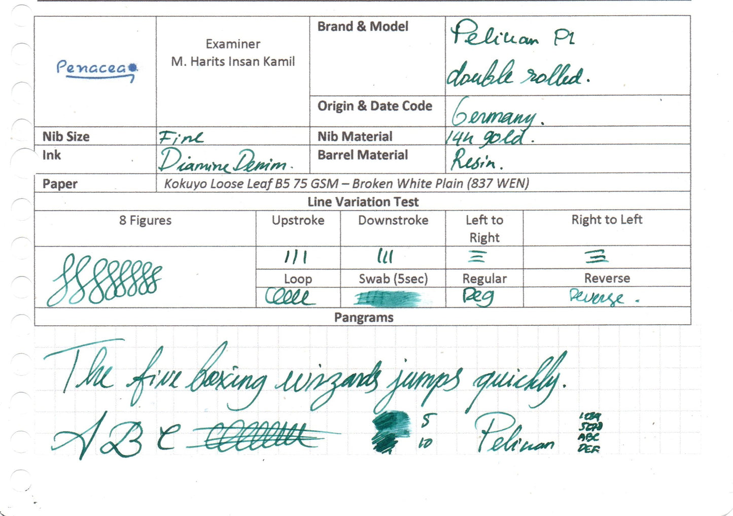 PELIKAN P1 DOUBLE ROLLED GOLD DIAMOND BLACK FOUNTAIN PEN (1961)