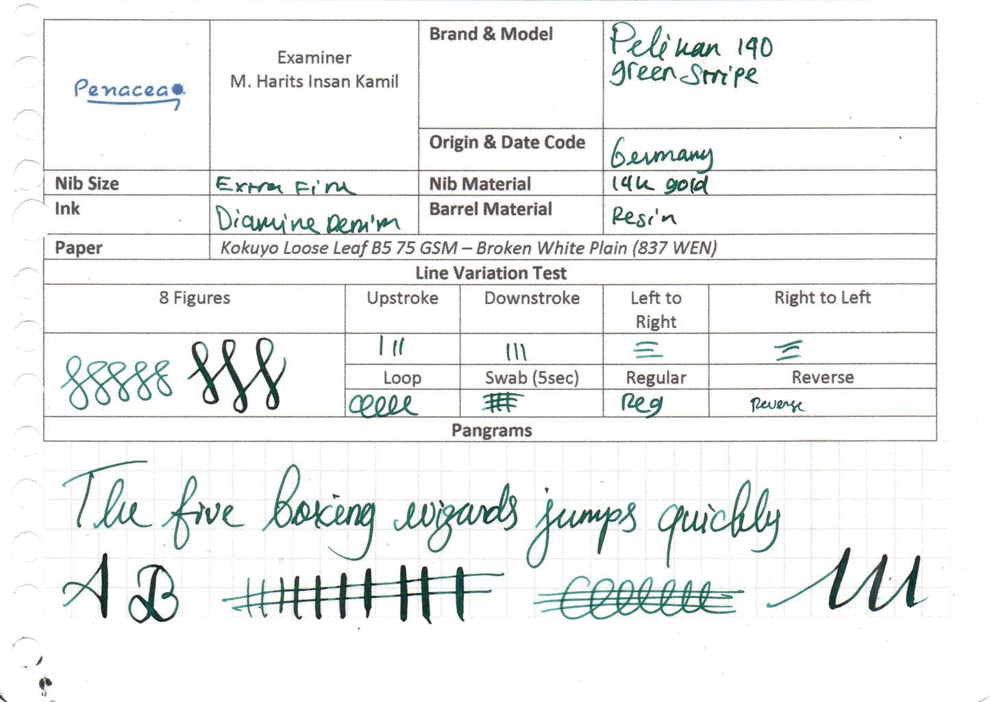 PELIKAN 140 GREEN STRIPE FOUNTAIN PEN (1954)