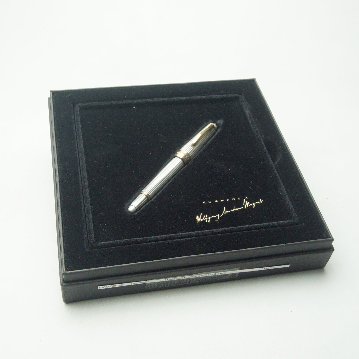 MONTBLANC 114 SOLITAIRE HOMMAGE TO WOLFGANG AMADEUS MOZART STERLING SILVER Ag925 PINSTRIPE FOUNTAIN PEN (1997)
