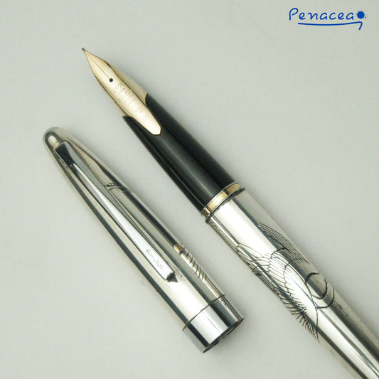 PILOT SILVERN ART CRANE MEDIUM FOUNTAIN PEN (1982)