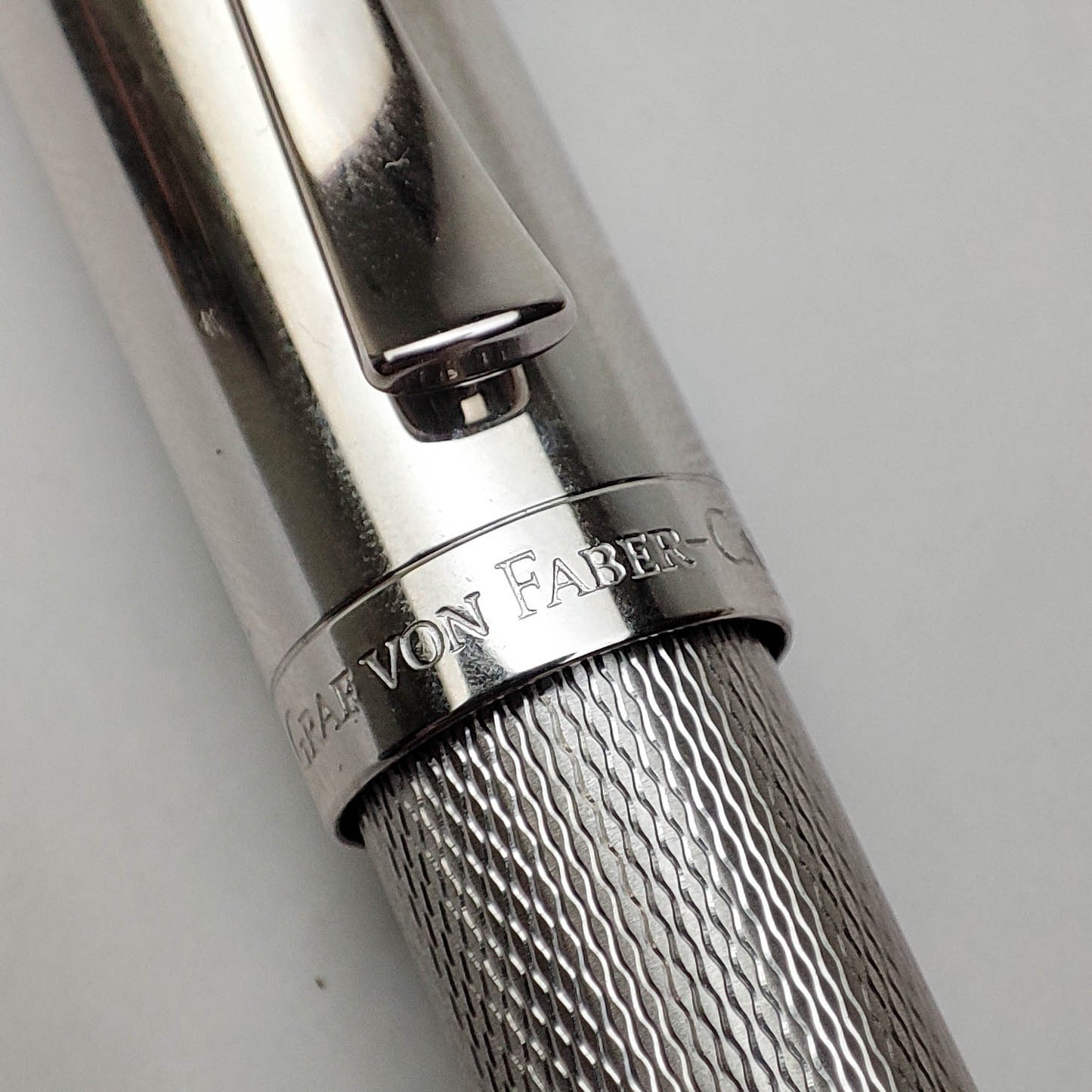 GRAF VON FABER CASTELL GUILLOCHE RHODIUM FOUNTAIN PEN