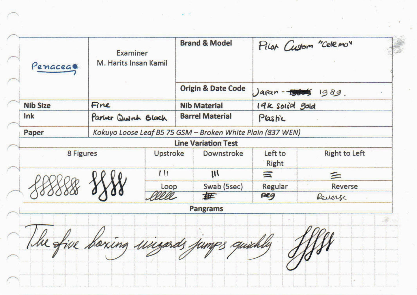 PILOT CUSTOM "CELEMO" FOUNTAIN PEN (1989)