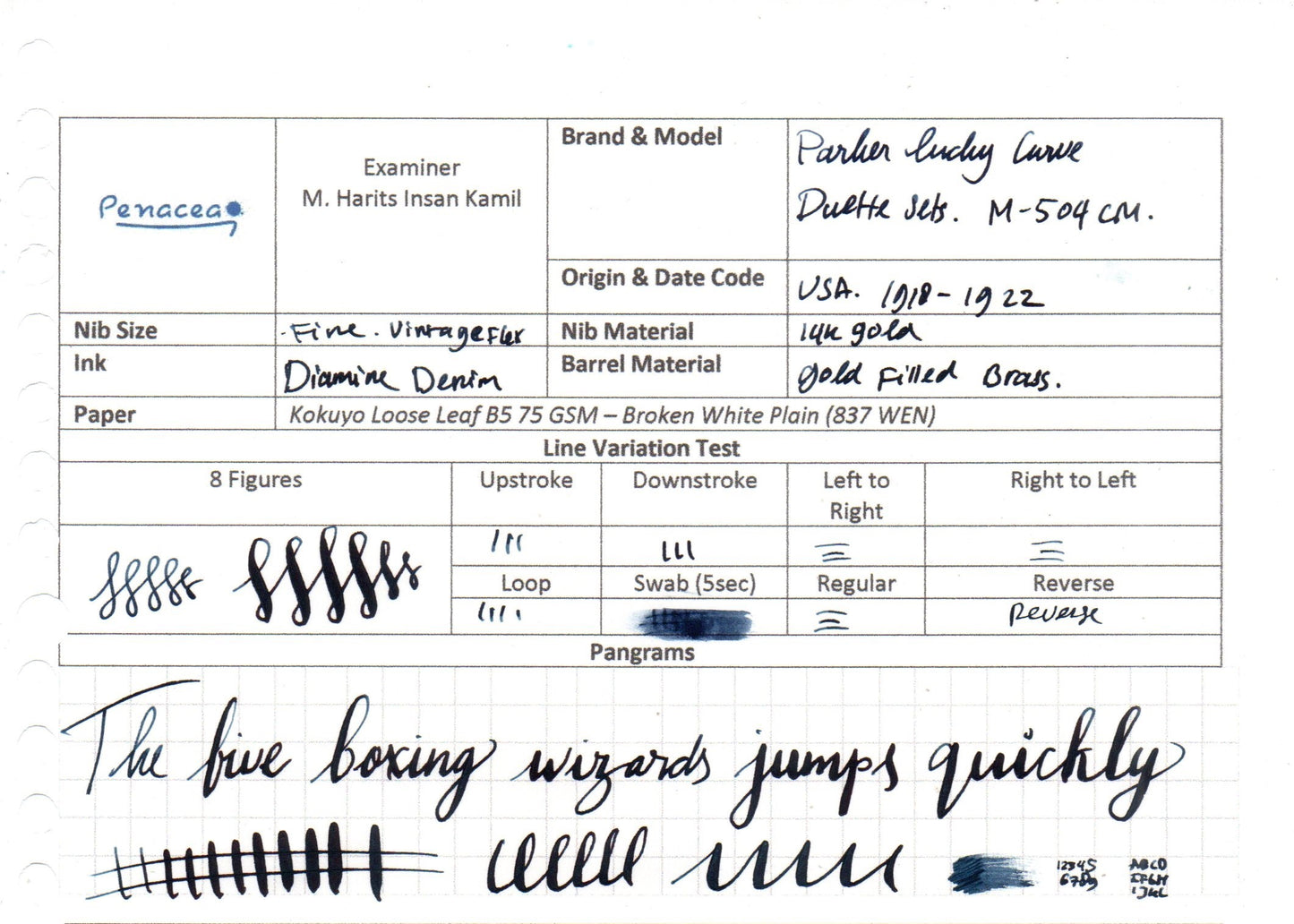 PARKER METAL PEN LUCKY CURVE DUETTE SETS M-504CM FOUNTAIN PEN  (1922)