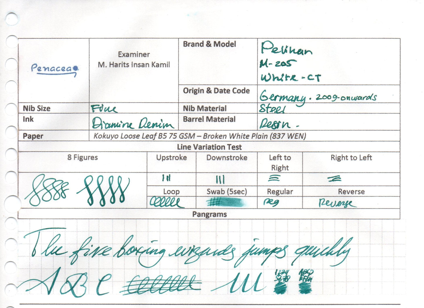 PELIKAN M205 WHITE CT FOUNTAIN PEN (2009)