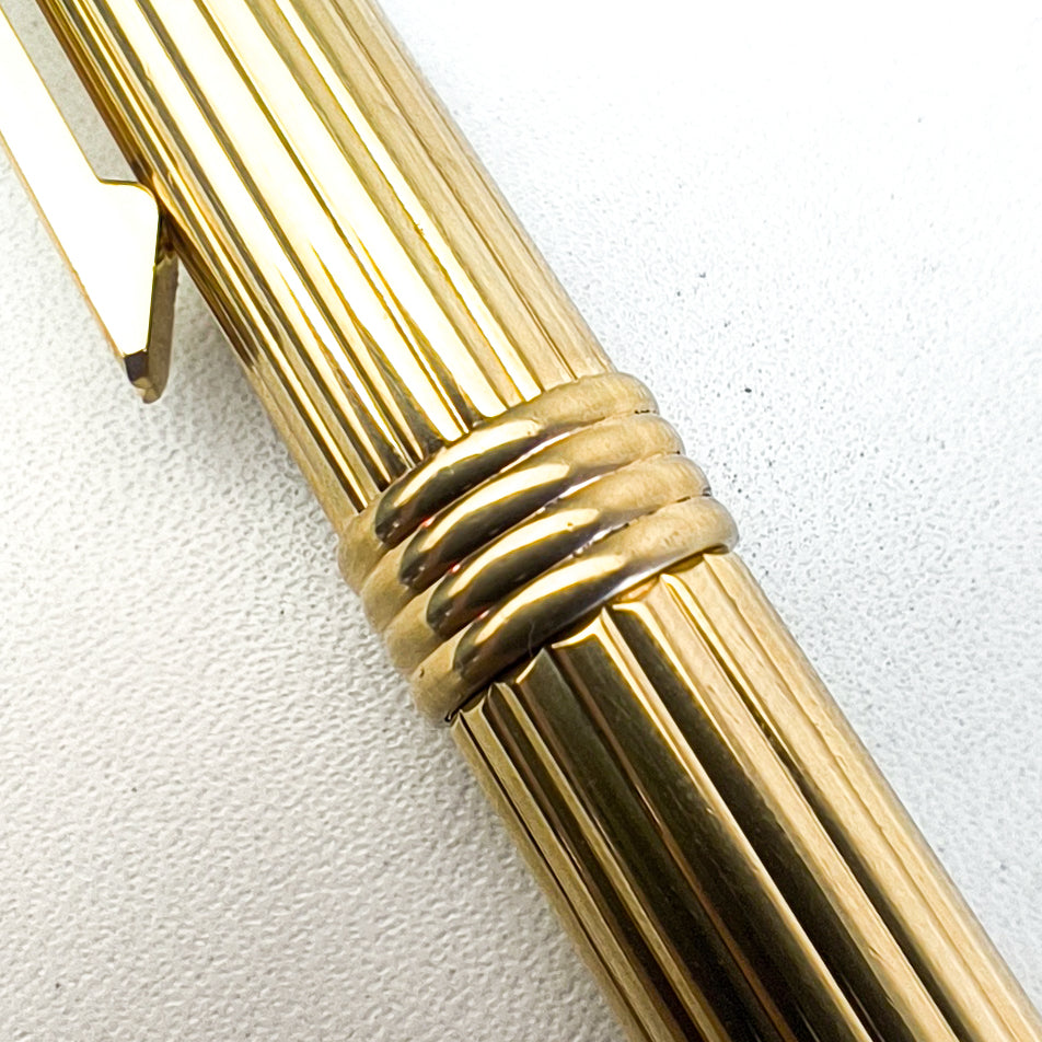 CHRISTIAN DIOR LOGO FLUTED GOLDPLATED FOUNTAIN PEN (1980s)