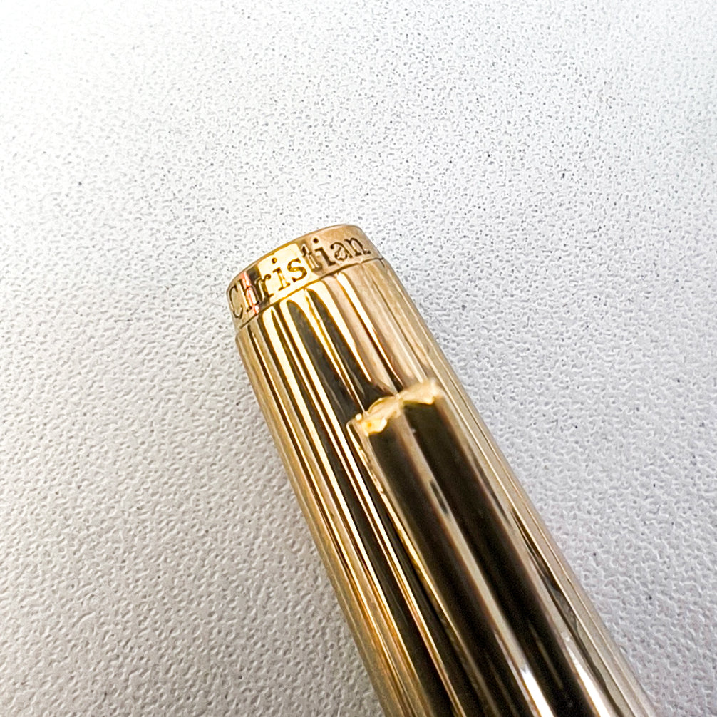 CHRISTIAN DIOR LOGO FLUTED GOLDPLATED FOUNTAIN PEN (1980s)