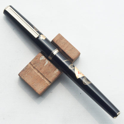 SAILOR SOMIKO HIRAMAKIE FAN & BAMBOO LEAVES BLACK GT FOUNTAIN PEN (1995)