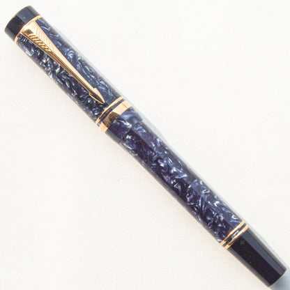 PARKER DUOFOLD INTERNATIONAL BLUE MARBLE FOUNTAIN PEN (1995)