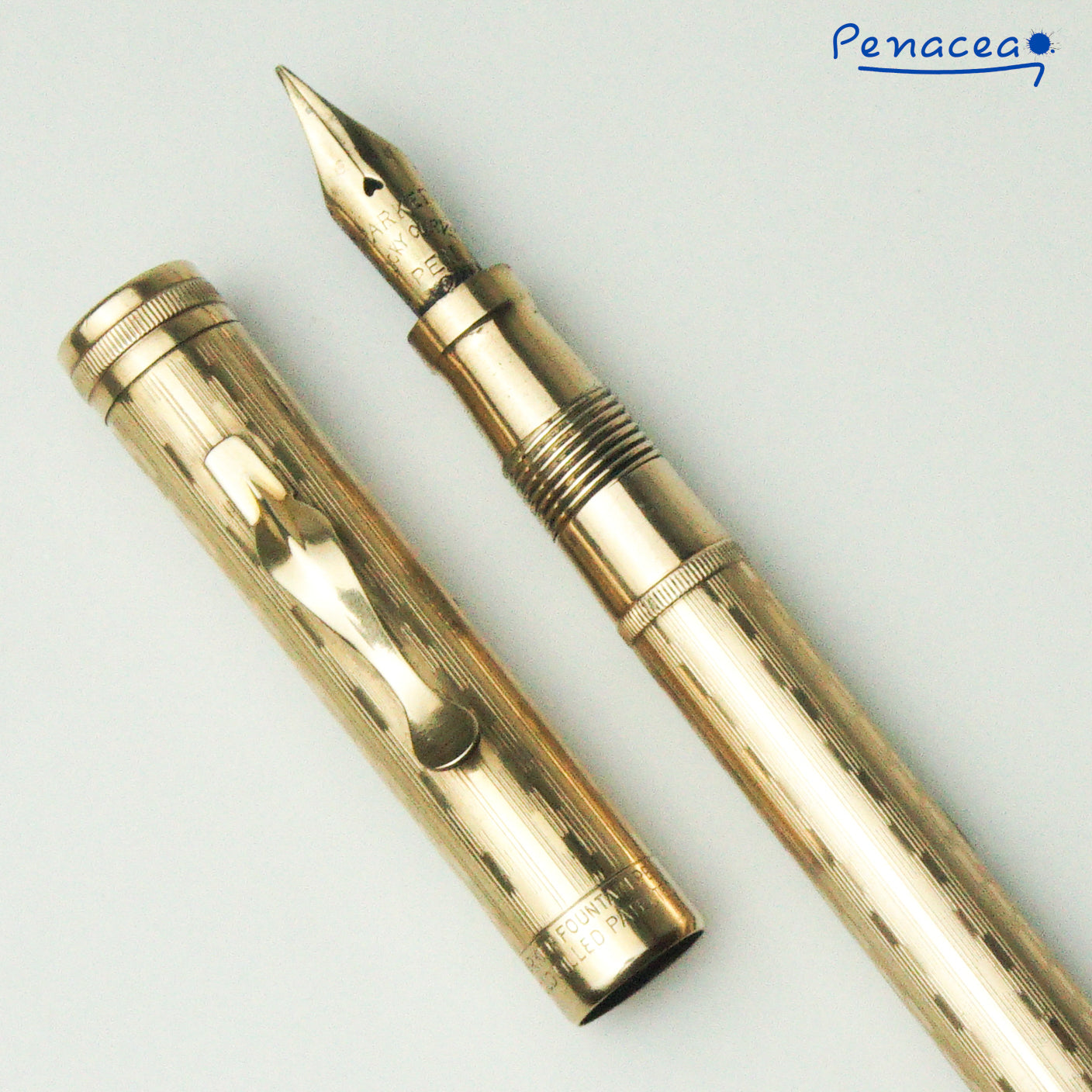 PARKER METAL PEN LUCKY CURVE DUETTE SETS M-504CM FOUNTAIN PEN  (1922)