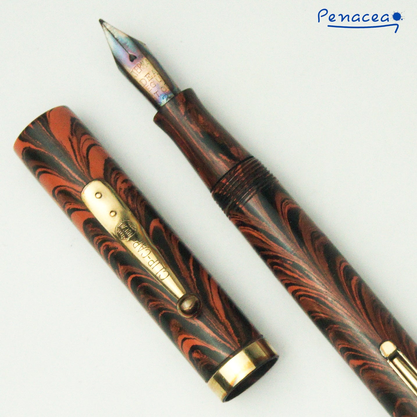 WATERMAN 52 RED RIPPLE FOUNTAIN PEN (1925)