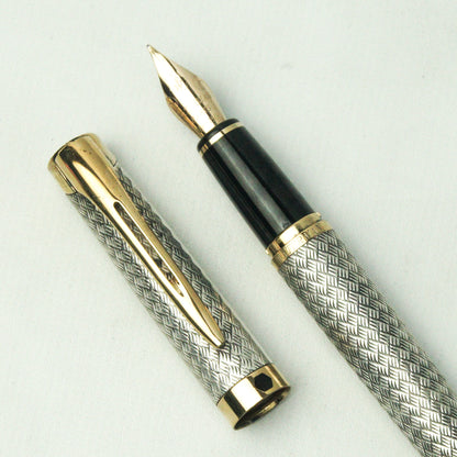 WATERMAN L'ETALON STERLING SILVER BASKETWEAVE FOUNTAIN PEN (1996)