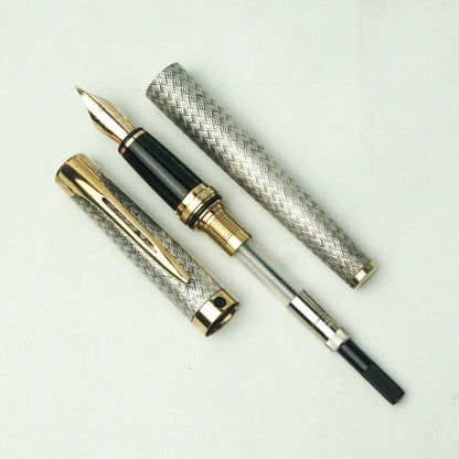 WATERMAN L'ETALON STERLING SILVER BASKETWEAVE FOUNTAIN PEN (1996)