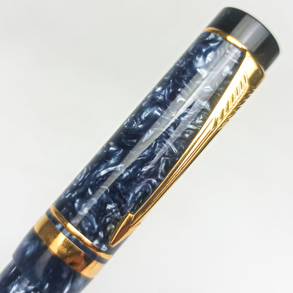 PARKER DUOFOLD INTERNATIONAL BLUE MARBLE FOUNTAIN PEN (1995)