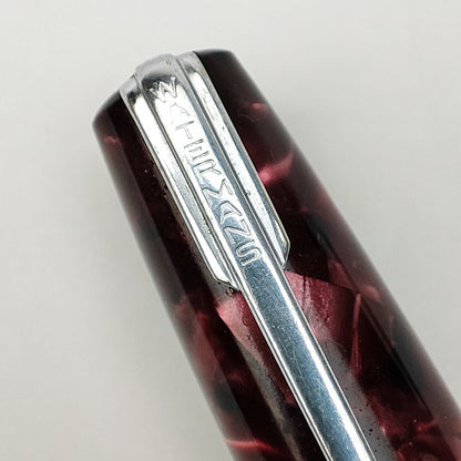 WATERMAN SCARLET MARBLED RED FOUNTAIN PEN (1940s)