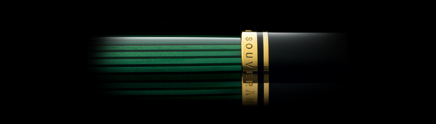 PELIKAN SOUVERAN M1000 BLACK GREEN STRIPE FOUNTAIN PEN